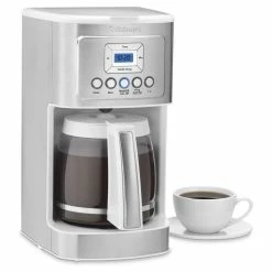 Cuisinart 14-Cup Programmable Coffee Maker | Brushed Steel & White -Coffee & Espresso Elegant store 612i b2nm0l. ac sl1500