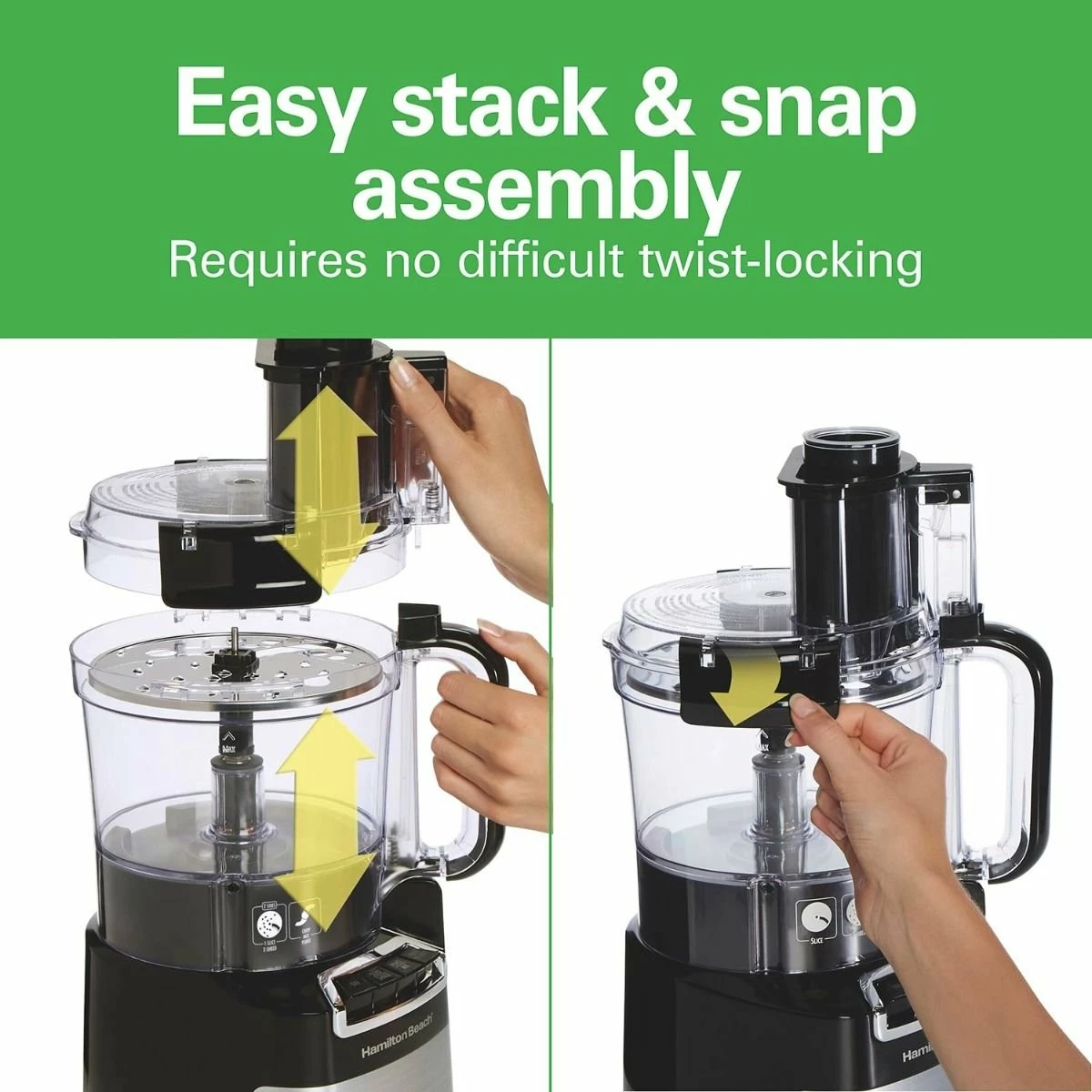 Hamilton Beach Home Hamilton Beach 10-Cup Stack & Snap Food Processor | Black & Stainless 6 Hamilton Beach Home Hamilton Beach 10-Cup Stack & Snap Food Processor | Black & Stainless - Image 4