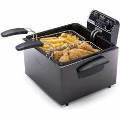 Presto® 5 Qt. Stainless Steel Dual Basket ProFry® Immersion Element Deep Fryer | Black