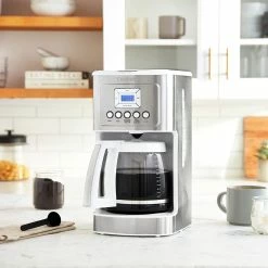 Cuisinart 14-Cup Programmable Coffee Maker | Brushed Steel & White -Coffee & Espresso Elegant store 71uvfaxhv6l. ac sl1500