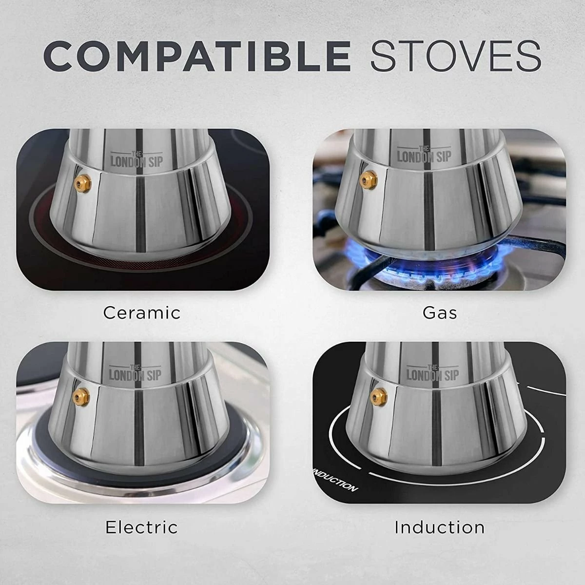 Escali London Sip 10 Cup Stainless Steel Espresso Maker | Silver 6 Escali London Sip 10 Cup Stainless Steel Espresso Maker | Silver - Image 4