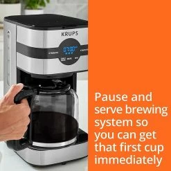 Krups Simply Brew 10-Cup Digital Drip Coffee Maker | Stainless Steel -Coffee & Espresso Elegant store 81nsbtjktal. ac sl1500