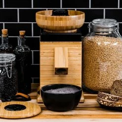 NutriMill Harvest Grain Mill | Black + Cutting Board & Canister Bundle -Coffee & Espresso Elegant store blackharv1 1