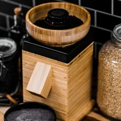 NutriMill Harvest Grain Mill | Black + Cutting Board & Canister Bundle -Coffee & Espresso Elegant store blackharv3 1