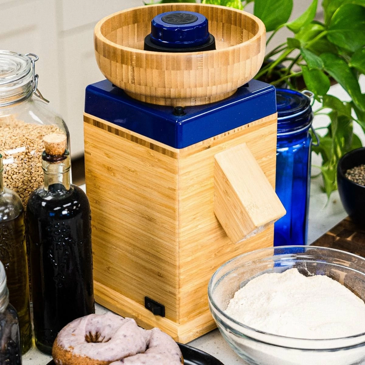 NutriMill Harvest Grain Mill | Blue + Cutting Board & Canister Bundle 9 NutriMill Harvest Grain Mill | Blue + Cutting Board & Canister Bundle - Image 7