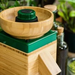 NutriMill Harvest Grain Mill | Forest Green + Cutting Board & Canister Bundle -Coffee & Espresso Elegant store greenharv5