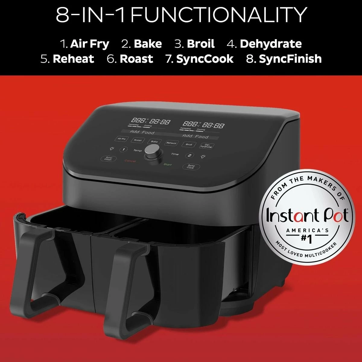 Instant Vortex Dual Basket Air Fryer With Clear Cook | 8-Quart 5 Instant Vortex Dual Basket Air Fryer With Clear Cook | 8-Quart - Image 3