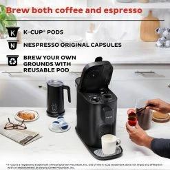 Instant Dual Pod Plus Coffee Machine | Black -Coffee & Espresso Elegant store ib 140 6013 01 2 in 1 multi function coffee maker atf square tile3