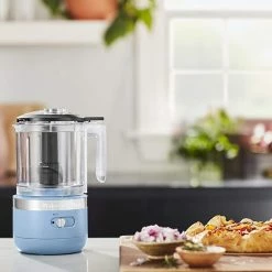 KitchenAid 5-Cup Cordless Food Chopper | Blue Velvet -Coffee & Espresso Elegant store kfcb519bv cordless food chopper blue velvet