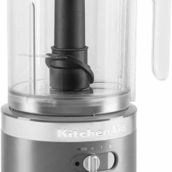 KitchenAid Matte Charcoal Grey Cordless Small Appliances Set | Hand Mixer, Hand Blender & Food Chopper -Coffee & Espresso Elegant store kfcb519dg cordless food chopper in matte charcoal grey 1