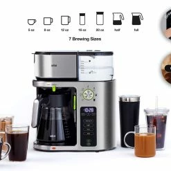 Braun 10-Cup MultiServe Drip Coffee/Iced Coffee Machine | Stainless Steel -Coffee & Espresso Elegant store new 6