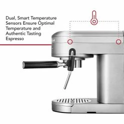 KitchenAid Semi Auto Metal Espresso Maker | Brushed Stainless Steel -Coffee & Espresso Elegant store onwhite4 2