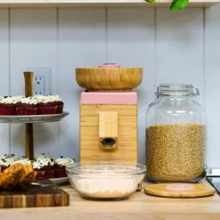 NutriMill Harvest Grain Mill | Pink + Cutting Board & Canister Bundle -Coffee & Espresso Elegant store pink3