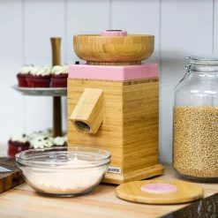 NutriMill Harvest Grain Mill | Pink + Cutting Board & Canister Bundle -Coffee & Espresso Elegant store pink4