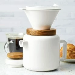 BonJour 4-Cup Stoneware Pour-Over Set | Matte White -Coffee & Espresso Elegant store pourover2