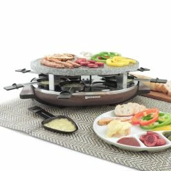 Swissmar Matterhorn 8-Person Raclette With Granite Stone Grill Top - Faux Wood -Coffee & Espresso Elegant store raclette2