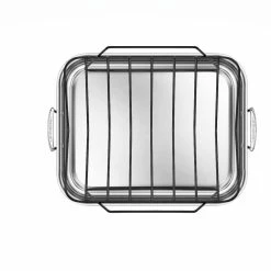 Le Creuset Large Stainless Steel Roasting Pan With Nonstick Rack 12 Le Creuset Large Stainless Steel Roasting Pan With Nonstick Rack -Coffee & Espresso Elegant store rs7916 large pan overhead rack v7