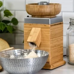 NutriMill Harvest Grain Mill | Silver + Cutting Board & Canister Bundle -Coffee & Espresso Elegant store silver2 1