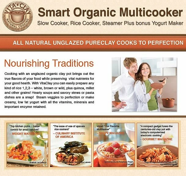 VitaClay Smart Organic Multicooker & Clay Insert - Oval, 8 Cup Dry / 4.2-Quart 9 VitaClay Smart Organic Multicooker & Clay Insert - Oval, 8 Cup Dry / 4.2-Quart - Image 7