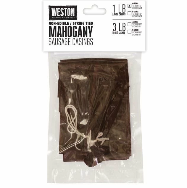 Weston Mahogany Sausage Casings | 1.5" X 12" (10 Count) 3 Weston Mahogany Sausage Casings | 1.5" X 12" (10 Count)